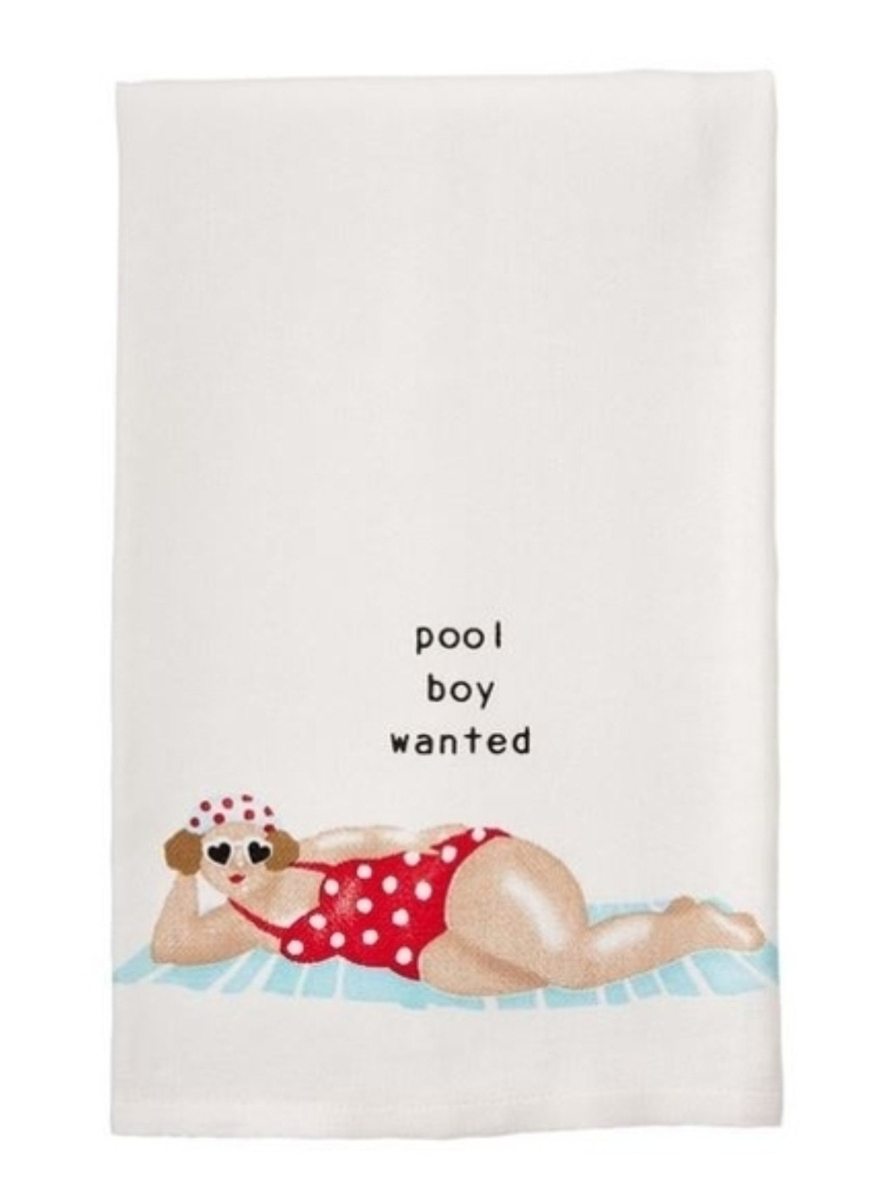 Pool Boy Wanted Towel with Retro Design Curvy Girl Beach Pinup